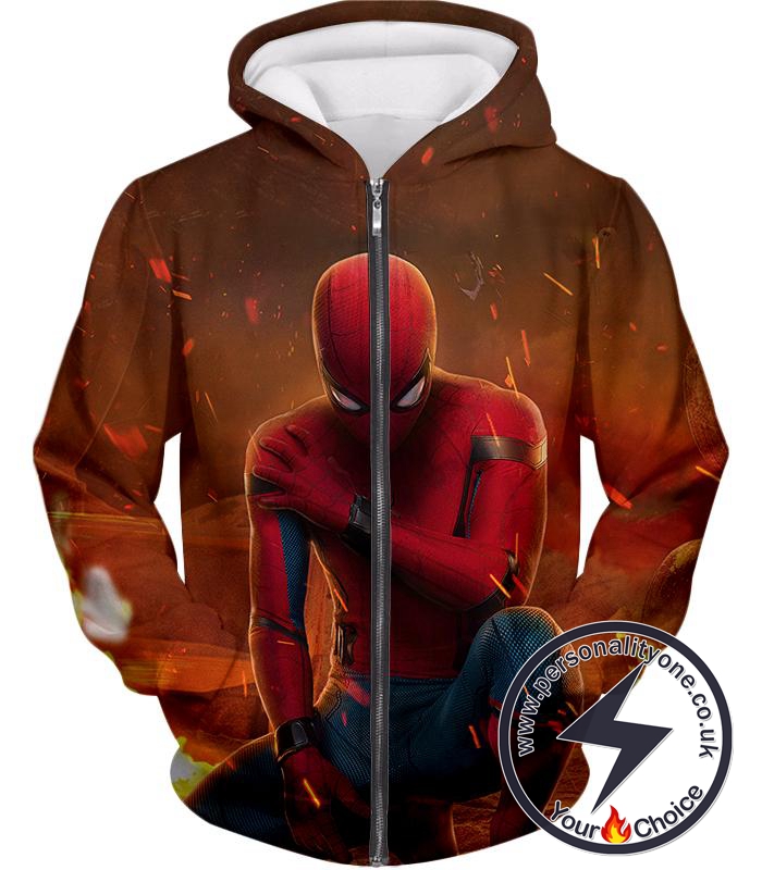 Cool Spiderman Homecoming Battlefield Action Zip Up Hoodie